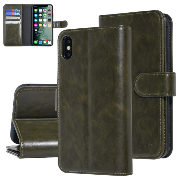 UNIQ Accessory Apple iPhone Xs Max Dark Green Soft Touch Book type case