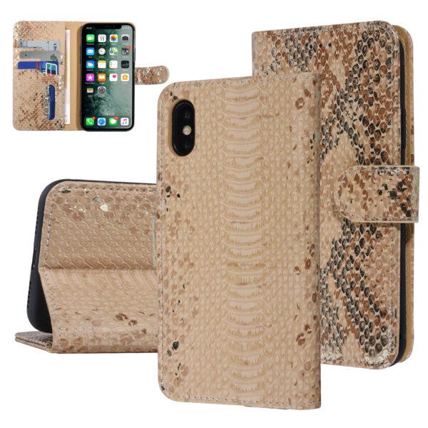 UNIQ Accessory Apple iPhone X-Xs Gold Snakeskin Book type case