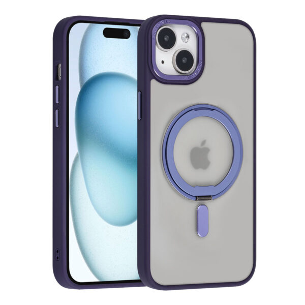 UNIQ Accessory iPhone 15 & 14 Plus Back cover case - Magsafe Whiteh ring stand - Purple