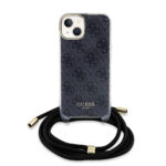 Guess iPhone 15 Back cover case - Crossbody cord - 4G print - Black