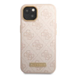 Guess iPhone 14 & 15 Plus Hardcase Backcover - 4G - Gold Camera & Buttons - Magsafe Compatible - Pink - Afbeelding 3