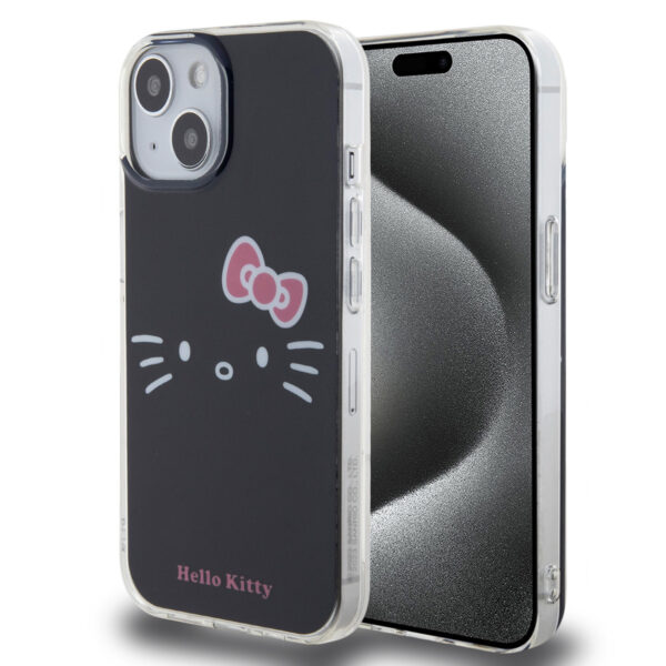 Hello Kitty iPhone 15 TPU Back Cover - Kitty Face - Black