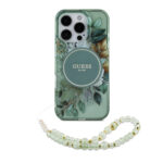 Guess iPhone 16 Pro Max Back cover case - Magsafe IML Glitter with pearls strap - Green