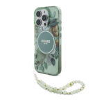 Guess iPhone 16 Pro Max Back cover case - Magsafe IML Glitter with pearls strap - Green - Afbeelding 2