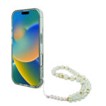 Guess iPhone 16 Pro Max Back cover case - Magsafe IML Glitter with pearls strap - Green - Afbeelding 4