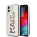 Karl Lagerfeld Apple iPhone 12 Mini Silver Back cover case - Liquid Glitter