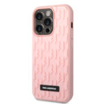 Karl Lagerfeld iPhone 14 Pro Hardcase Backcover - Saffiano Leather - Metal Logo - Pink - Afbeelding 2