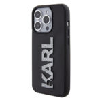 Karl Lagerfeld iPhone 15 Pro Back cover case - 3D logo glitter - Black - Afbeelding 2