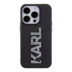 Karl Lagerfeld iPhone 15 Pro Back cover case - 3D logo glitter - Black - Afbeelding 3