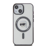 Karl Lagerfeld iPhone 15 & 14 Plus Hardcase - Magsafe compatible - Karl's Head - Transparent - Afbeelding 3