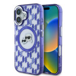Karl Lagerfeld iPhone 16 Back cover case - Magsafe IML metal monogram kc - Purple