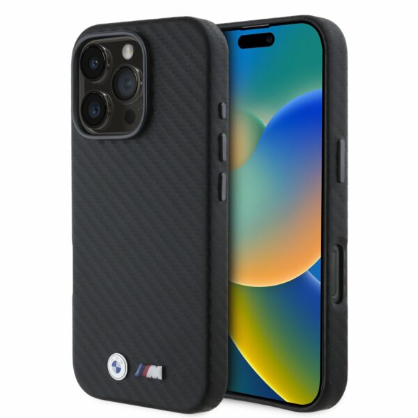 BMW iPhone 16 Pro Back cover case - Carbon Wrapped Metal - Black