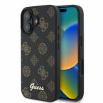 Guess iPhone 16 Back cover case - Magsafe PU peony script - Black