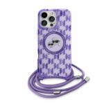 Karl Lagerfeld iPhone 16 Pro Back cover case - Magsafe IML KC heads - cord - Purple