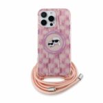 Karl Lagerfeld iPhone 16 Pro Back cover case - Magsafe IML KC heads - cord - Pink
