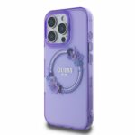 Guess iPhone 16 Pro Back cover case - Magsafe IML flowers wreath - Purple - Afbeelding 2