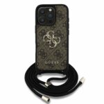 Guess iPhone 16 Pro Back cover case - Crossbody 4G Big Logo - Cord Strap - Brown - Afbeelding 2