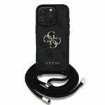 Guess iPhone 16 Pro Back cover case - Crossbody 4G Big Logo - Cord Strap - Black - Afbeelding 2