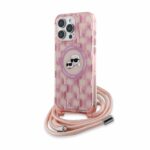 Karl Lagerfeld iPhone 16 Pro Back cover case - Magsafe IML KC heads - cord - Pink - Afbeelding 2