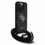 Guess iPhone 16 Pro Back cover case - Crossbody 4G Big Logo - Cord Strap - Black - Afbeelding 3