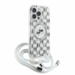 Karl Lagerfeld iPhone 16 Pro Back cover case - Magsafe IML KC heads - cord - Transparent - Afbeelding 3