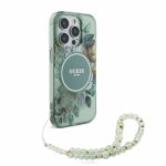 Guess iPhone 15 Back cover case - Magsafe IML Glitter with pearls strap - Green - Afbeelding 3