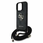 Guess iPhone 16 Pro Back cover case - Crossbody 4G Big Logo - Cord Strap - Black - Afbeelding 4