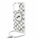Karl Lagerfeld iPhone 16 Pro Back cover case - Magsafe IML KC heads - cord - Transparent - Afbeelding 4