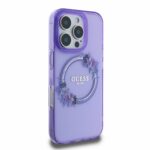 Guess iPhone 16 Pro Back cover case - Magsafe IML flowers wreath - Purple - Afbeelding 4