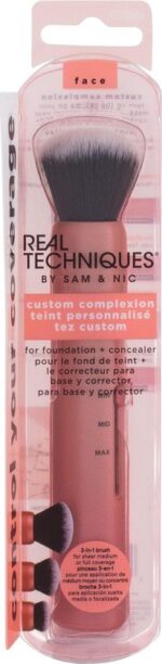 REAL TECHNIQUES Custom Complexion 3in1 Brush p dzel do makija u z regulacj  g sto ci w osia - Afbeelding 2