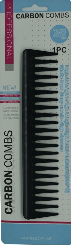244x840-1 Kappers Professionele Carbon Haarkam - 18 cm - Afbeelding 1