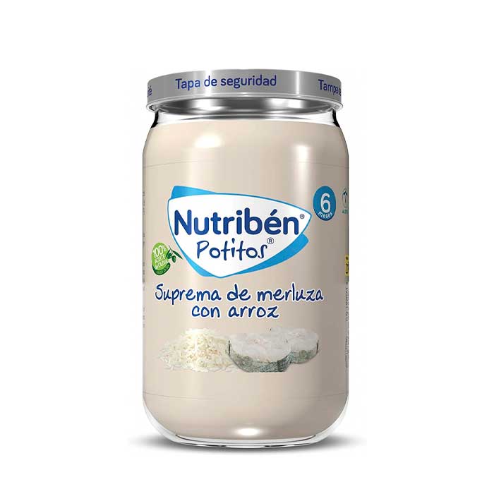 2596024_8ecdf0dd07cf22a23800b7e92745da64 Nutribén Potito Suprema Hake and Rice 235g - Afbeelding 1