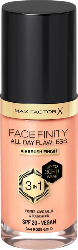 265x840-36 Max Factor Facefinity All Day Flawless Foundation - C64 Rose Gold - Afbeelding 1