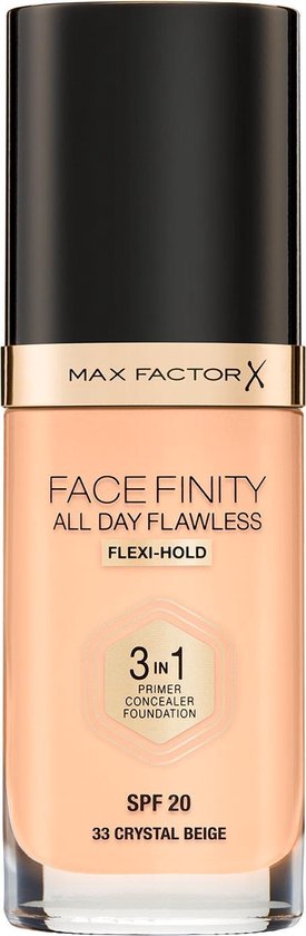 275x840-139 MAX FACTOR Facefinity All Day Flawless 3in1 Foundation SPF20 podk ad do twarzy 33 Crystal 30ml - Afbeelding 1