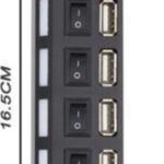 7 Poort Multi USB 2.0 Hub Splitter Zwart - Voor Laptop / Apple Mac / Macbook & Windows - Met LED Verlichting - Afbeelding 2