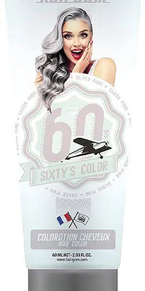 Semi-permanente kleurstof Hairgum Sixty's Color silver pink (60 ml)