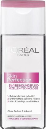 L'Oréal Skin Perfection 3-in-1 Cleansing Water - 200 ml (voor droge en gevoelige Huid)