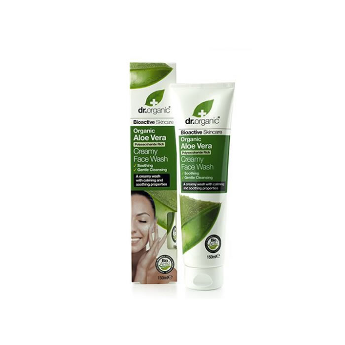 3243537_9690fd8defd16e21cab29c903f20d38f Dr Organic Aloe Vera Cream Face Wash 150ml - Afbeelding 1