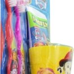 Kinder tandenborstel set Paw Patrol - Rood / Roze / Geel - Kinderen - 2 Tandenborstels - Beker - Tandpasta - Afbeelding 2