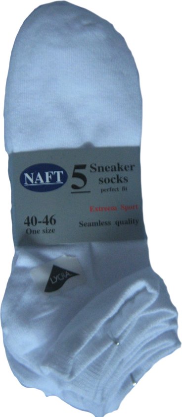 368x840-11 Naft 5 Paar Enkel Sokken Wit Multipack Unisex Sneakersokken 40-46 - Afbeelding 1
