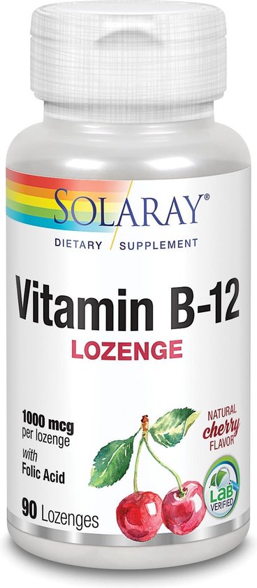 368x840-77 Solaray Vitamina B12 Acido Folico 1000 Mcg 90 Comp - Afbeelding 1