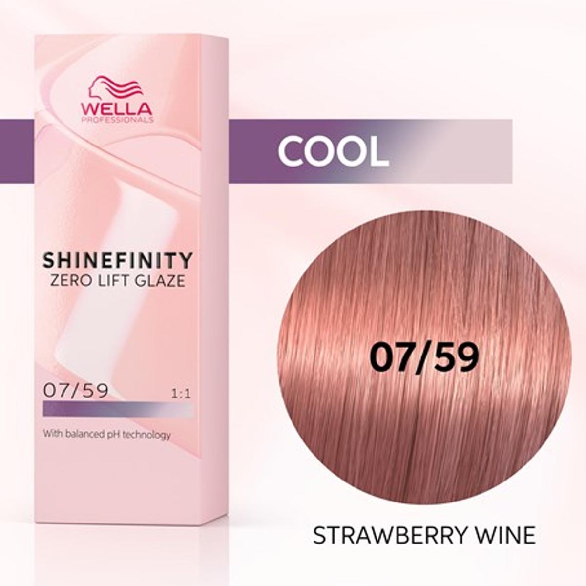 4064666058146 Wella Shinefinity Zero Lift Glaze Tinte 07-59 Strawberry Wine 60ml 1un - Afbeelding 1