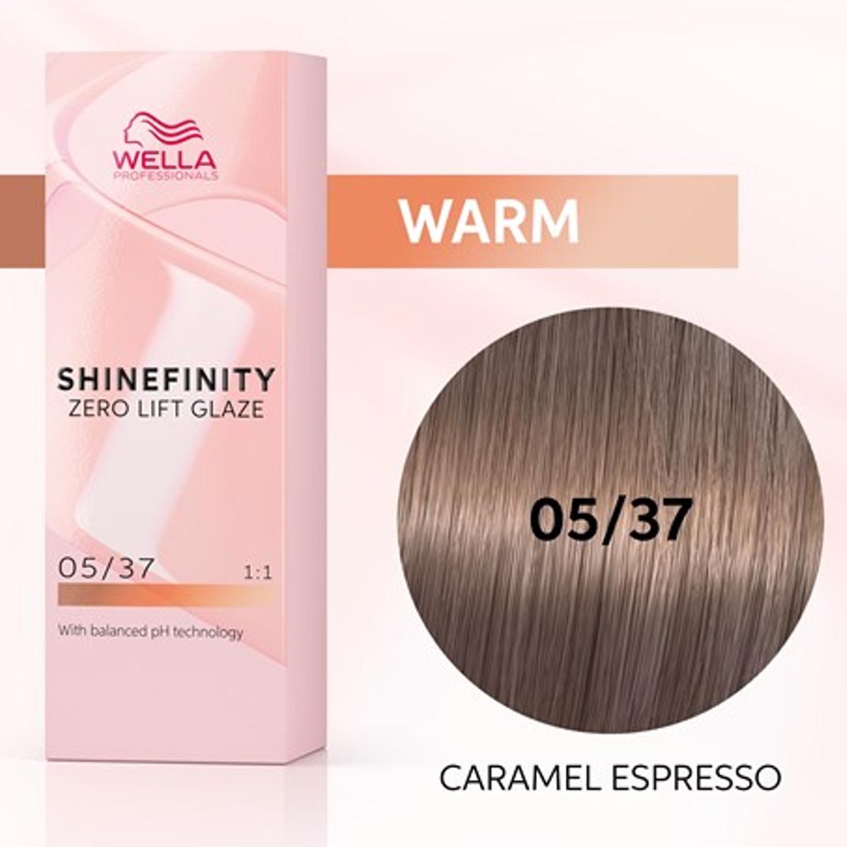 4064666058184 Wella Shinefinity Zero Lift Glaze Tinte 05-37 Caramel Espresso 1un - Afbeelding 1