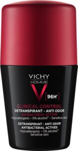 Vichy Homme Deodorant Clinical Control 96U 50ml tegen overmatige transpiratie - roller 50ml - ook voor een gevoelige huid