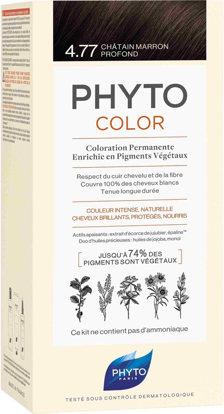 454x840-51 Permanent Colour PHYTO PhytoColor 4.77-castaño marrón intenso Ammonia-free - Afbeelding 1