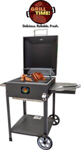 Maxenza Grill Time Houtskoolbarbecue Cowboygrill - Verstelbare BBQ met Thermometer, Opklapbaar Dienblad & Wielen