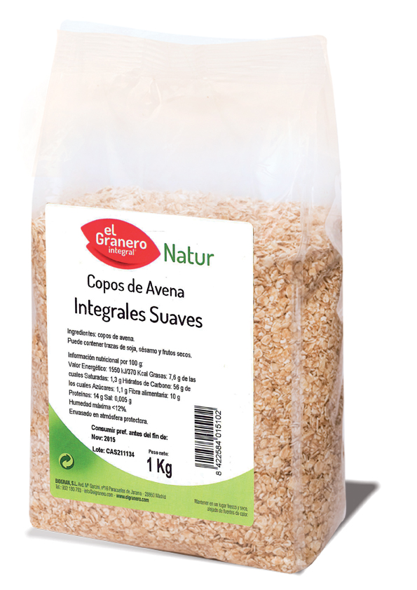 460545_f3e722d948cea7b9fb5fbc370cef7d2c Granero Copos Suaves De Avena Integral 1 Kg - Afbeelding 1