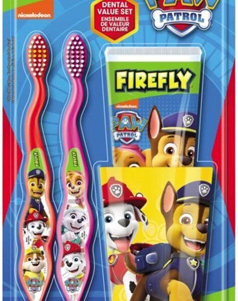 Kinder tandenborstel set Paw Patrol - Rood / Roze / Geel - Kinderen - 2 Tandenborstels - Beker - Tandpasta