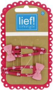 Lief! lifestyle - blister met 2 roze clic clac haarspeldjes - rose strikjes haarschuifje - Afbeelding 2