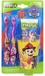 Kinder tandenborstel set Paw Patrol - Rood / Roze / Geel - Kinderen - 2 Tandenborstels - Beker - Tandpasta - Afbeelding 3